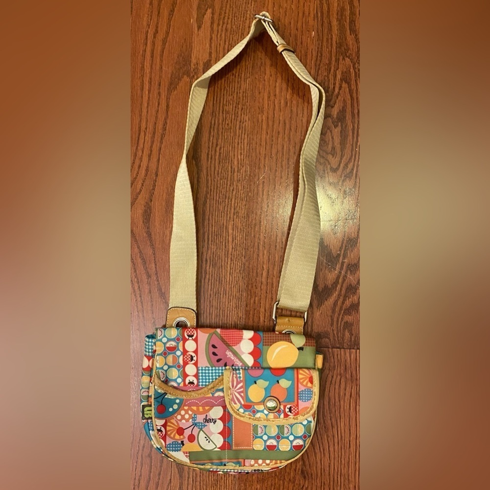 Lily Bloom Crossbody Fruit Design Adjustable 2 Pockets 7 Card Slots Vintage